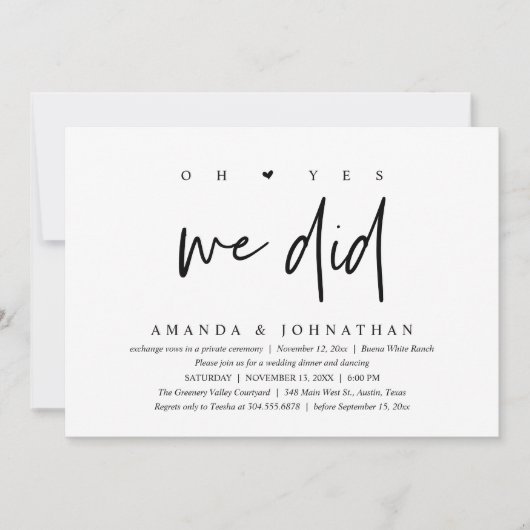 Oh ja, dat hebben we gedaan, Modern Wedding Elopem Kaart (Voorkant)