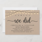 Oh ja, dat hebben we gedaan, rustieke bruiloft din kaart (Voorkant)