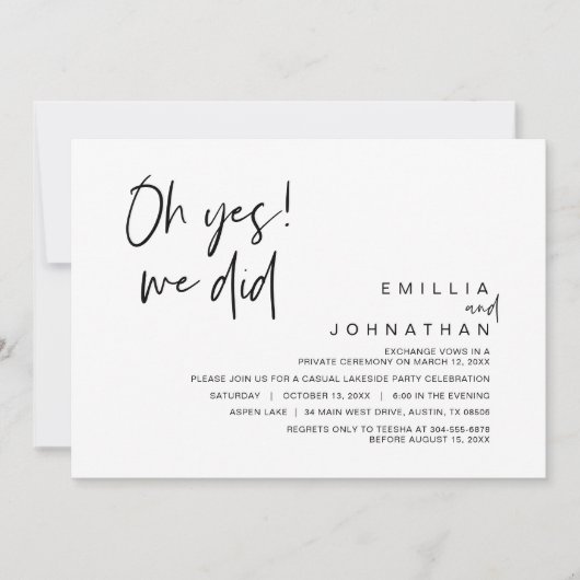 Oh Ja, Dat Hebben We Gedaan, Trouwen Met Elopement Kaart (Voorkant)