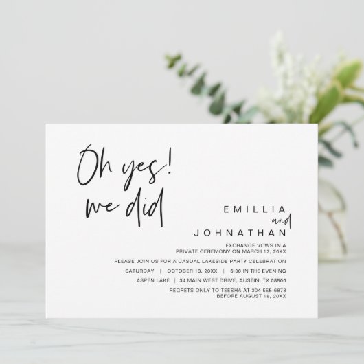 Oh Ja, Dat Hebben We Gedaan, Trouwen Met Elopement Kaart (Staand voorkant)