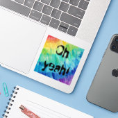 Oh ja regenboog sticker (Laptop met iPhone)