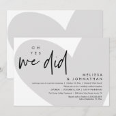 Oh ja, we deden, bruiloft receptie Dancing Kaart (Voorkant / Achterkant)