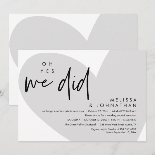 Oh ja, we deden, bruiloft receptie Dancing Kaart (Voorkant / Achterkant)