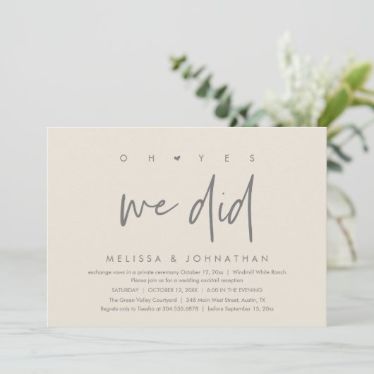 Oh ja, we deden, bruiloft receptie Dancing Kaart (Staand voorkant)