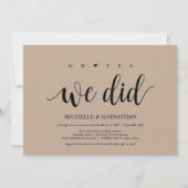 Oh ja, we deden de bruiloft op de Uitnodigingskaar Kaart (Voorkant)