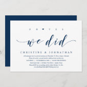 Oh ja, we deden het, Wedding Elopement Dinner Part Kaart (Voorkant / Achterkant)