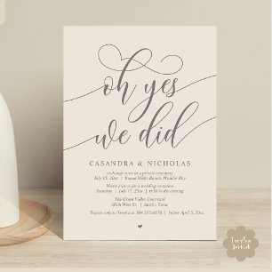 Oh ja, we hebben het gedaan, Modern Elopement Dinn Kaart