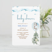 Oh Jonge Jongen Blauwe Ballon Eucalyptus Baby Show Kaart (Staand voorkant)