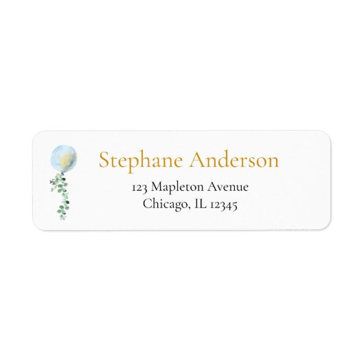 Oh Jongen Baby Blauwe Ballon Eucalyptus groen Etiket (Voorkant)