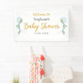 Oh jongen baby blauwe ballon eucalyptus spandoek (Insitu)
