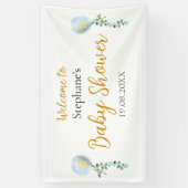 Oh jongen baby blauwe ballon eucalyptus spandoek (Verticaal)
