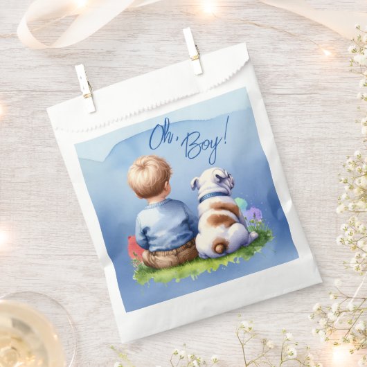 Oh, jongen! Baby en Bulldog Baby shower Bedankzakje (Geknipt)