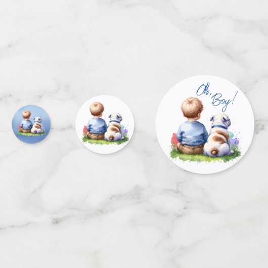 Oh, jongen! Baby en Bulldog Baby shower Confetti (Achterkanten)