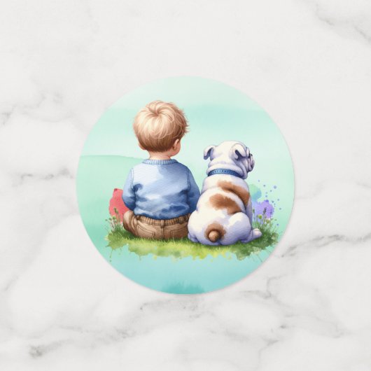 Oh, jongen! Baby en Bulldog Baby shower Confetti (Kleine voorkant)