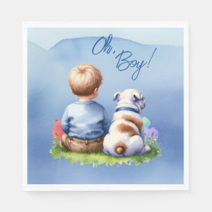 Oh, jongen! Baby en Bulldog Baby shower Servet