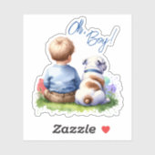 Oh, jongen! Baby en Bulldog Baby shower Sticker (Vel)