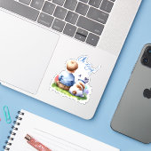 Oh, jongen! Baby en Bulldog Baby shower Sticker (Laptop met iPhone)