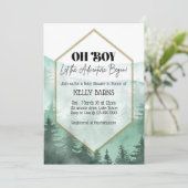 Oh jongen, Baby shower, avontuurlijke uitnodiging (Staand voorkant)