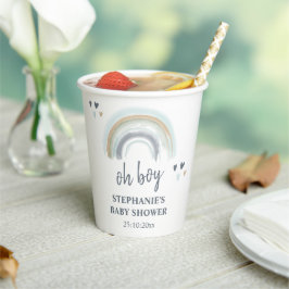 Oh Jongen Baby Shower Blauwe Boho Regenboog Papieren Bekers