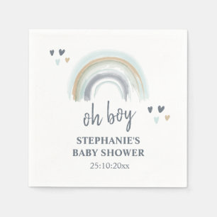 Oh Jongen Baby Shower Blauwe Boho Regenboog Servet