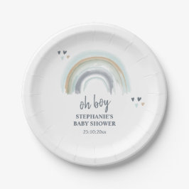 Oh Jongen Baby Shower Blauwe Boho Regenboog Servet Papieren Bordje
