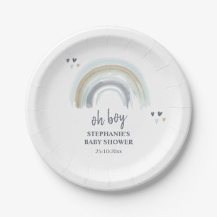 Oh Jongen Baby Shower Blauwe Boho Regenboog Servet Papieren Bordje