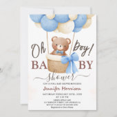 Oh jongen | Baby shower Blue Balloon Schattige Ted Kaart (Voorkant)
