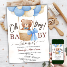 Oh jongen | Baby shower Blue Balloon Schattige Ted