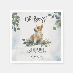 Oh jongen! Baby shower Corgi Puppy Servet
