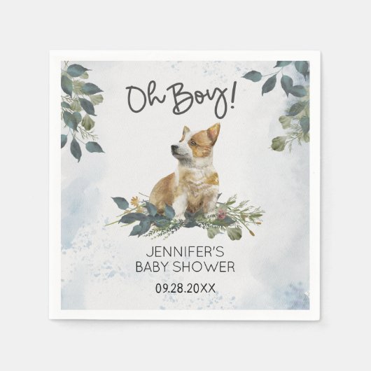 Oh jongen! Baby shower Corgi Puppy Servet (Voorkant)