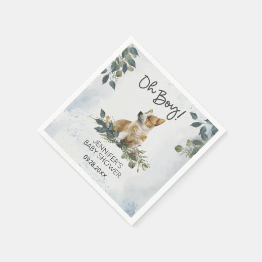 Oh jongen! Baby shower Corgi Puppy Servet (Hoek)