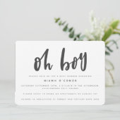 Oh jongen, baby shower feestuitnodiging kaart (Staand voorkant)