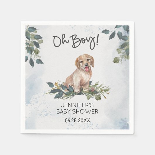 Oh jongen! Baby shower Labrador Puppy Servet (Voorkant)