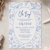 Oh Jongen Baby Shower Oceaan Dier Minimalistische 