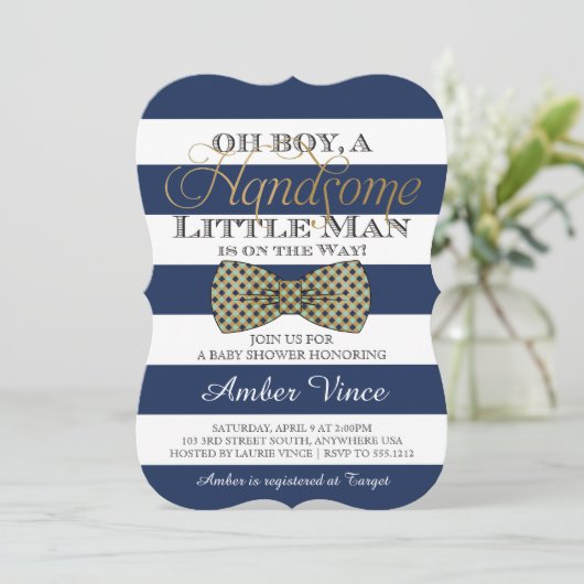 Oh jongen baby shower uitnodiging (Staand voorkant)