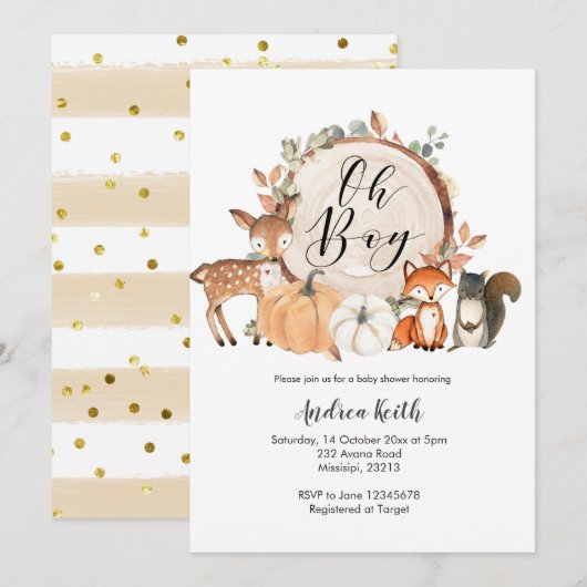 Oh Jongen baby shower-uitnodiging Kaart (Voorkant / Achterkant)