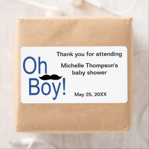 Oh Jongen Baby shower waterflesje en veer Etiket