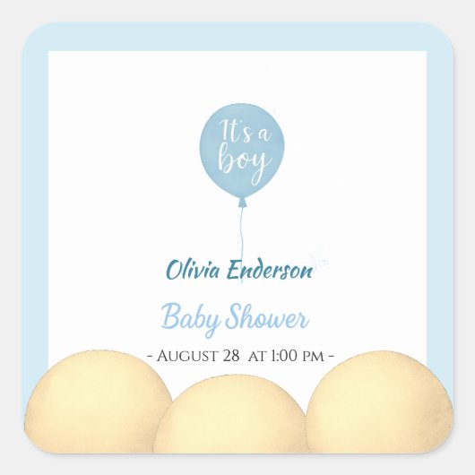 Oh jongen! Ballon baby is verplicht Vierkante Sticker (Voorkant)