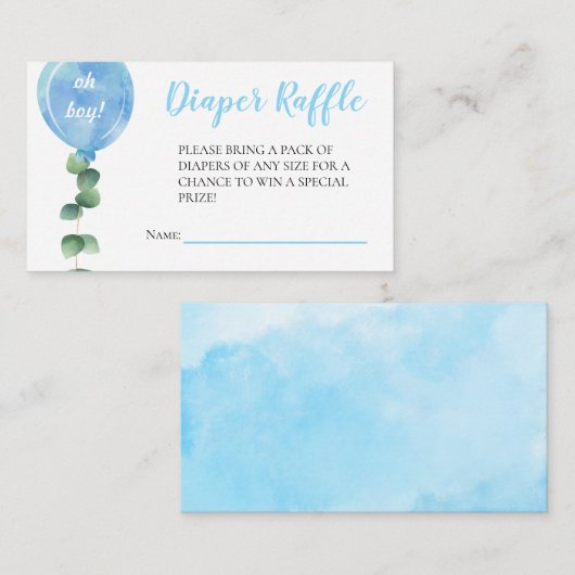 Oh Jongen ballonvaars baby shower eucalyptus Informatiekaartje (Voorkant / Achterkant)