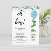 Oh Jongen ballonvaars baby shower eucalyptus Kaart (Staand voorkant)