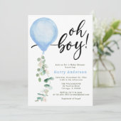 Oh Jongen ballonvaars baby shower eucalyptus Kaart (Staand voorkant)