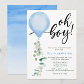 Oh Jongen ballonvaars baby shower eucalyptus Kaart (Voorkant / Achterkant)