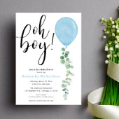Oh Jongen ballonvaars baby shower eucalyptus Kaart