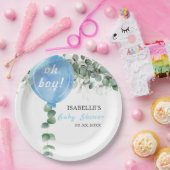 Oh Jongen ballonvaars baby shower eucalyptus Papieren Bordje (Feest)