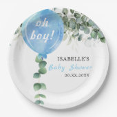 Oh Jongen ballonvaars baby shower eucalyptus Papieren Bordje (Voorkant)