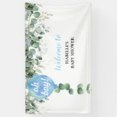 Oh Jongen ballonvaars baby shower eucalyptus Spandoek (Verticaal)
