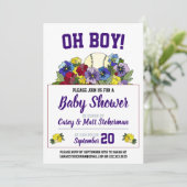Oh Jongen Baseball in Flowers Baby shower Kaart (Staand voorkant)