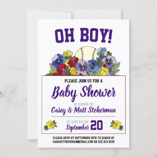 Oh Jongen Baseball in Flowers Baby shower Kaart