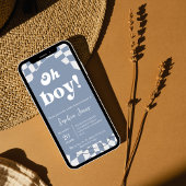 Oh jongen! Blauw geruit | Gingham | BABY SHOWER Kaart