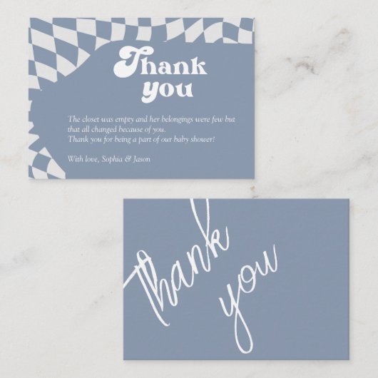 Oh jongen! Blauw geruit | Gingham | Dank u Informatiekaartje (Voorkant / Achterkant)